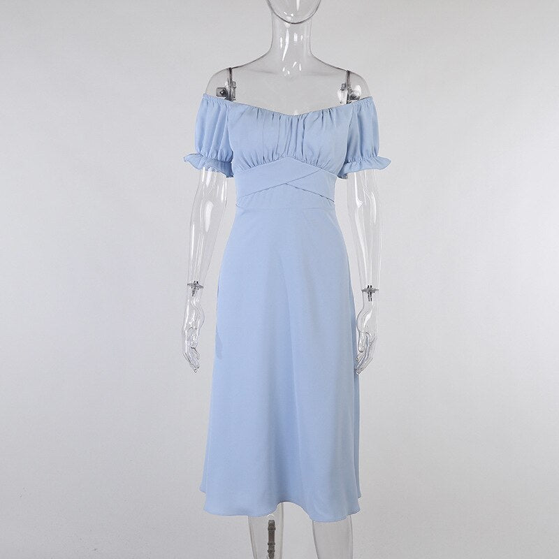 Short Sleeve Bodycon Beach Dresses High Waist A-line Ladies Party Vestidos Elegant Solid V-neck Summer Women Dress