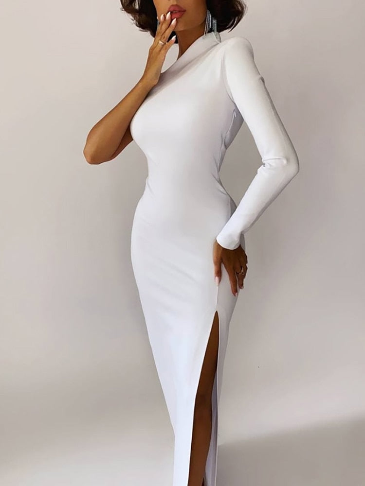 sixsr Elegant Dresses for Women Summer One Shoulder Maxi Dress Bodycon Sexy Black Long Fomal Wedding Evening Party Dress Fashion