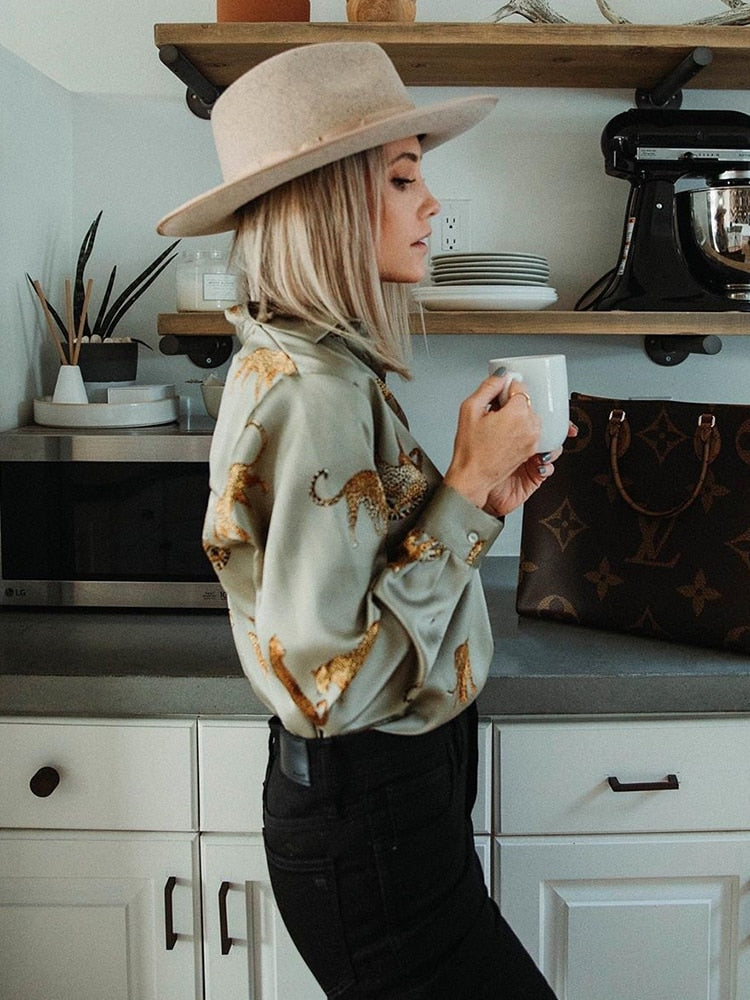 Sixsr women satin blouse long sleeve zebra print shirts vintage office ladies tops femme chandails fashion blusa de mujer Chandails