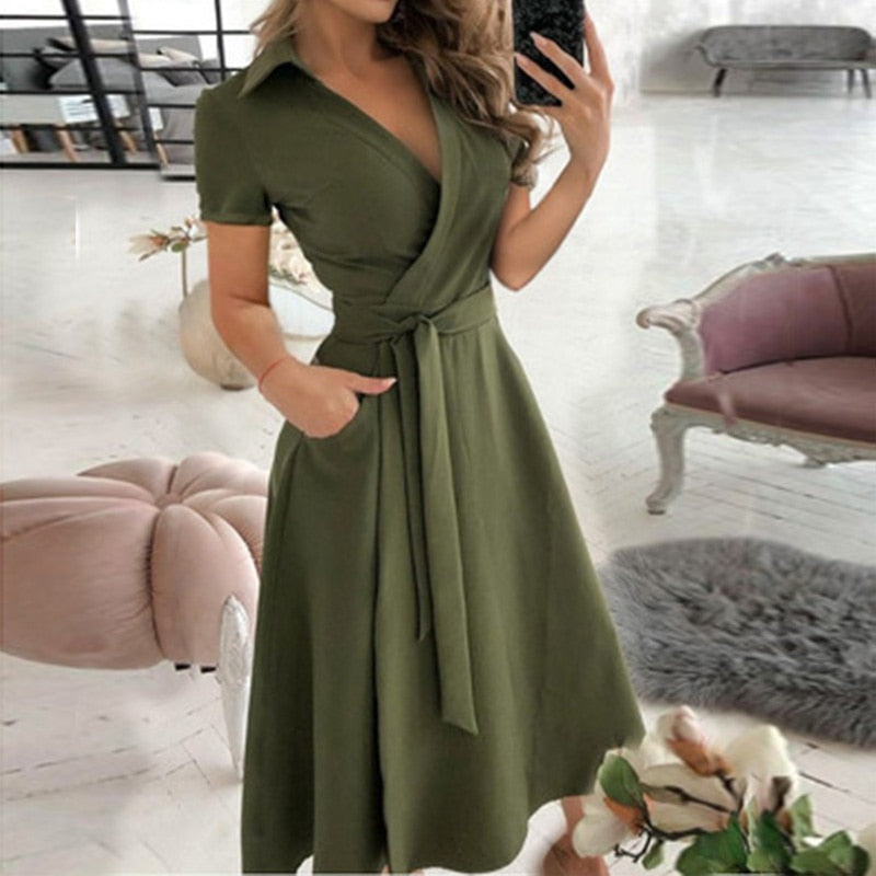 v neck long sleeve spring summer printed dress