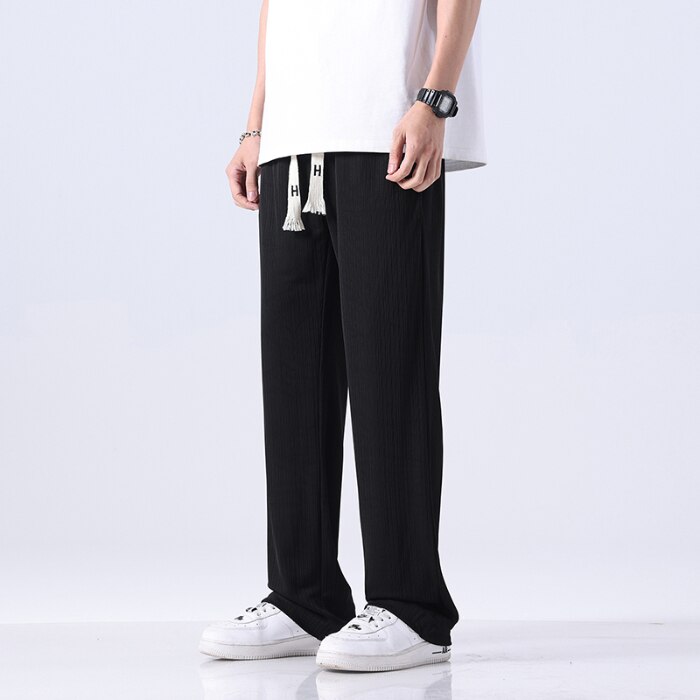 Sixsr 2024 Spring Summer New Streetwear Baggy Men Korean Fashion Loose Straight Wide Leg Pants Male Brand Clothing Black Grey Brown