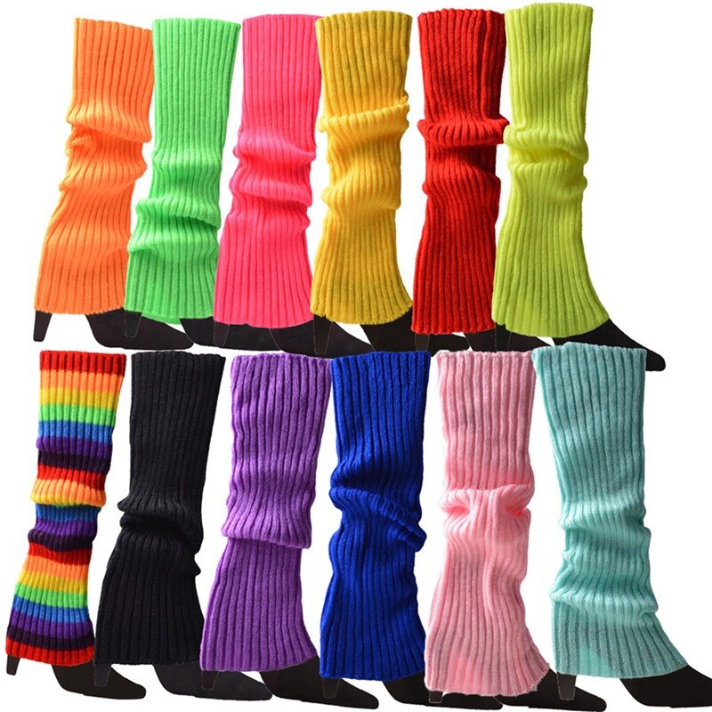 Lolita Leg Warmers Women Warm Winter Knit Foot Cover Crochet Knee Socks Warm Boot Cuffs Beenwarmers Japanese Long Socks