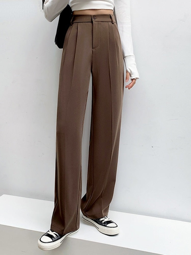 Sixsr Spring Outfits  Trends Casual High Waist Loose Wide Leg Pants for Women Spring Autumn New Female Floor-Length White Suits Pants Ladies Long Trousers
