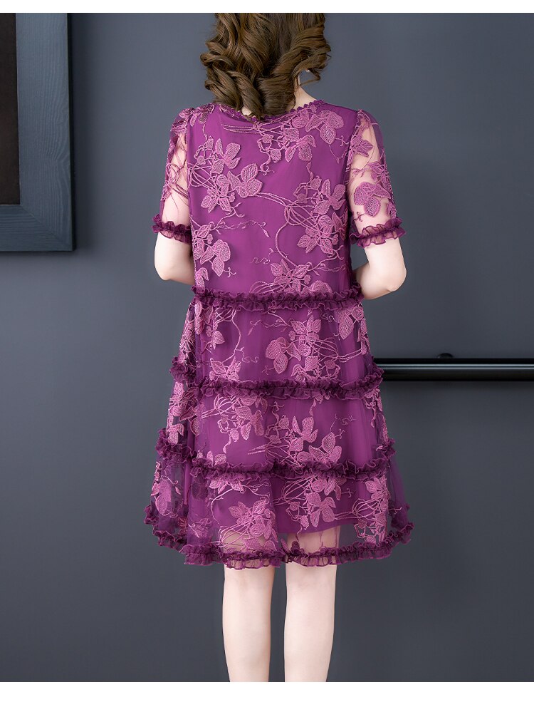 sixsr Embroidered Off-Shoulder Dresses Fairy Chic Gentle Dress Female New Style Sweet Daisy Printed Mesh Long Floral Dress Female