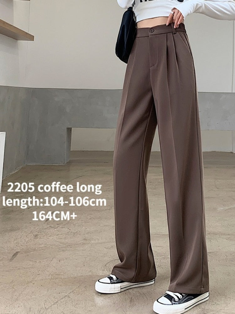 Sixsr Spring Outfits  Trends Casual High Waist Loose Wide Leg Pants for Women Spring Autumn New Female Floor-Length White Suits Pants Ladies Long Trousers