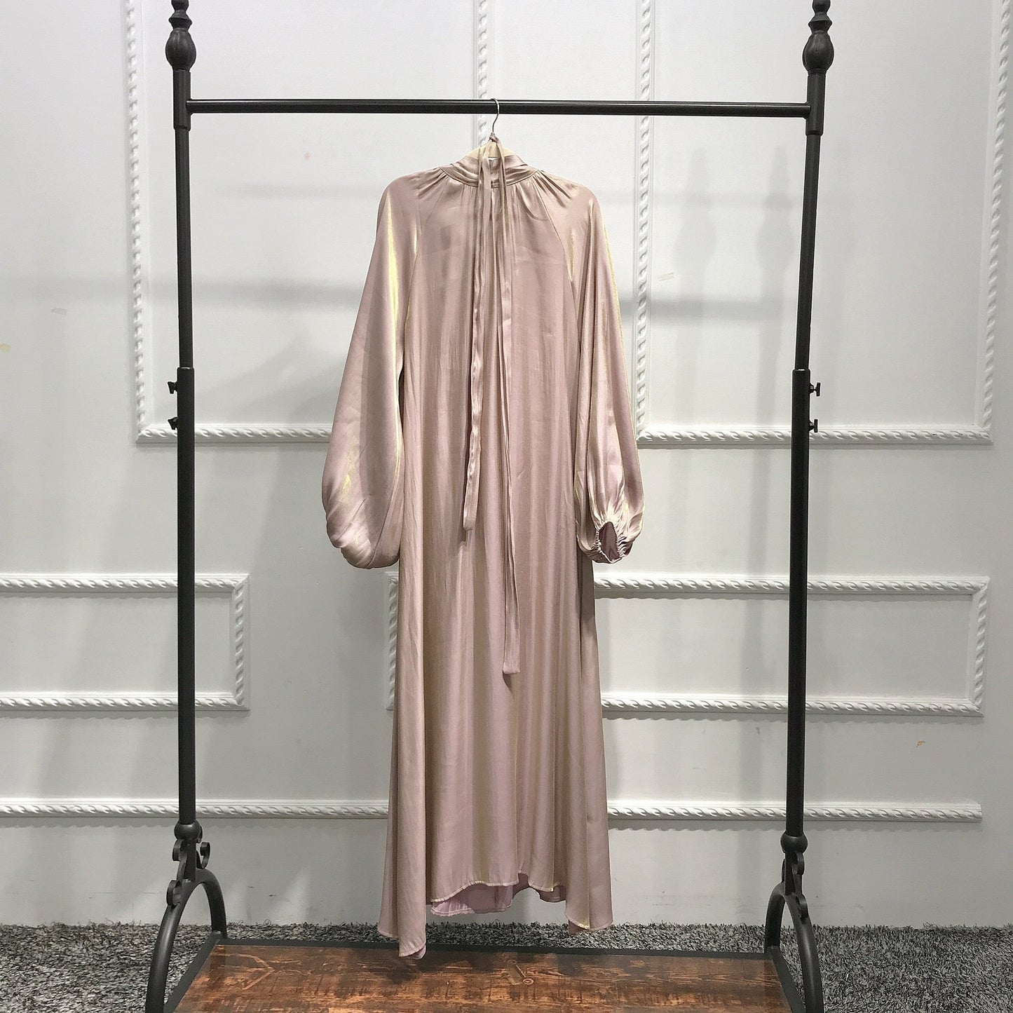 New Morocco Long Dress Muslim Women Flowers Printed Silky Long Abayas Robes Fancy Maxi Dress French Stylish Islamic Dress Belt