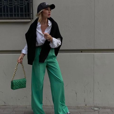 sixsr Outfits  Trends New Spring Summer Women's Casual Straight Classic Green Black Rose Red High Waist Pants Korean Wide Leg Trousers for Women