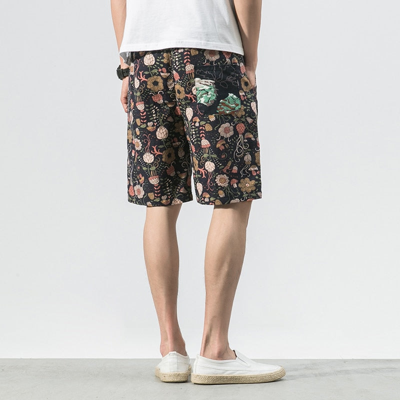 Sixsr new fashion printed men cotton shorts men's casual shorts drawstring waist bermuda shorts S-4XL drop shipping ABZ262