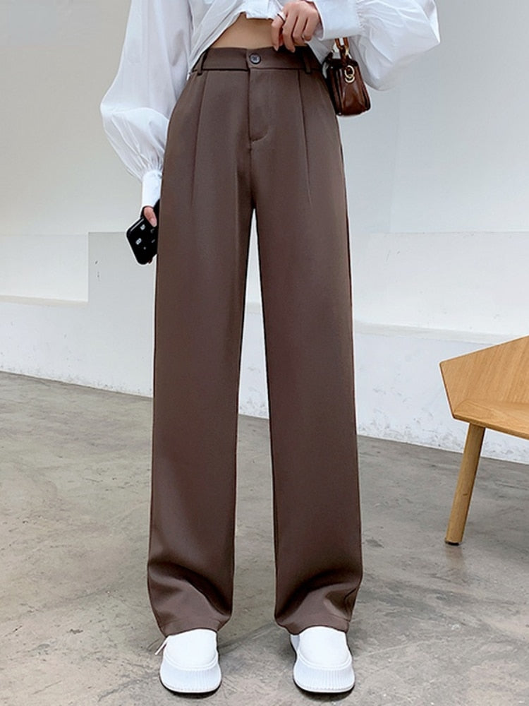 Sixsr Spring Outfits  Trends Casual High Waist Loose Wide Leg Pants for Women Spring Autumn New Female Floor-Length White Suits Pants Ladies Long Trousers