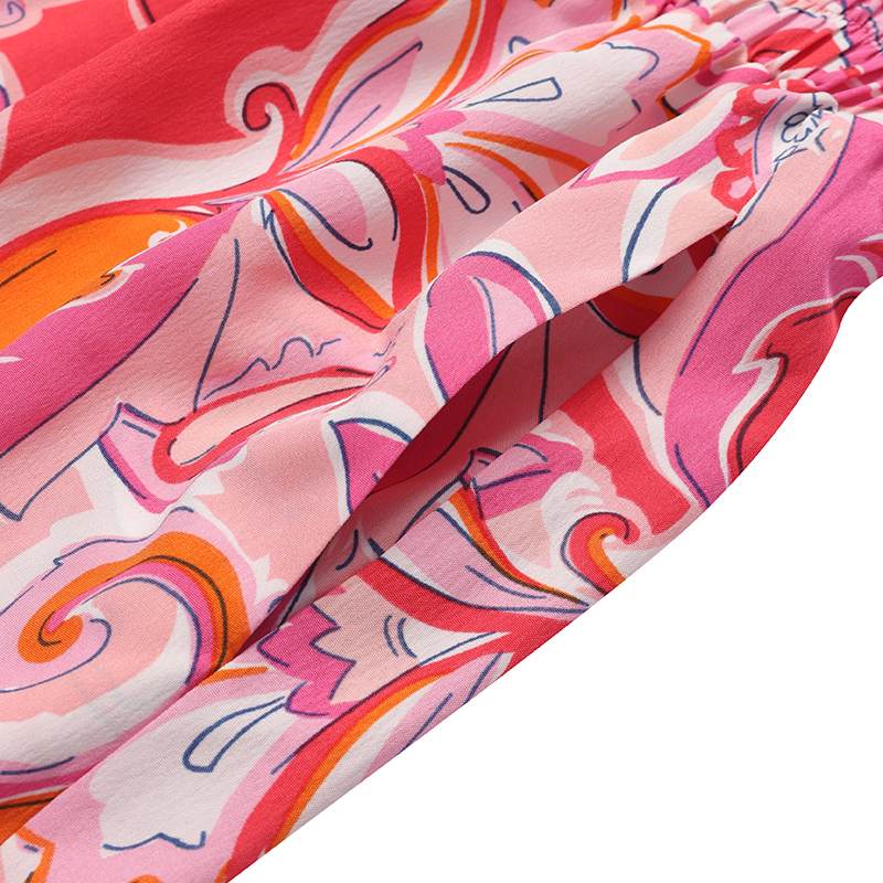 Pants Sets Fashion One Shoulder 3/4 Sleeve Tops Floral Print Wide Leg Trouser Women Two Piece Sets Casual Loose Suit