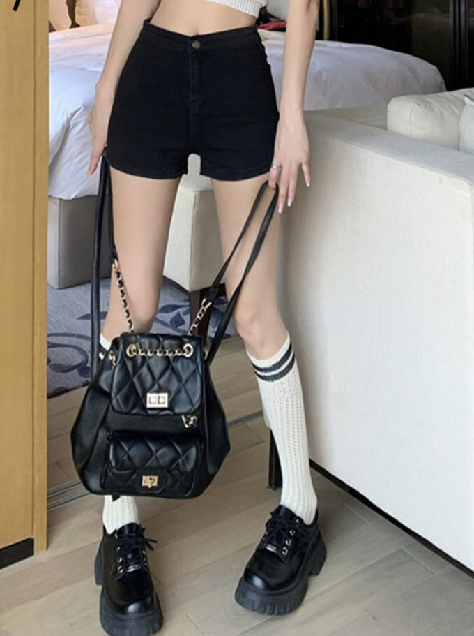 Black Jeans Shorts for Women New High Waisted Skinny Korean Fashion Chic Jeans Shorts Casual Straight Jeans Shorts