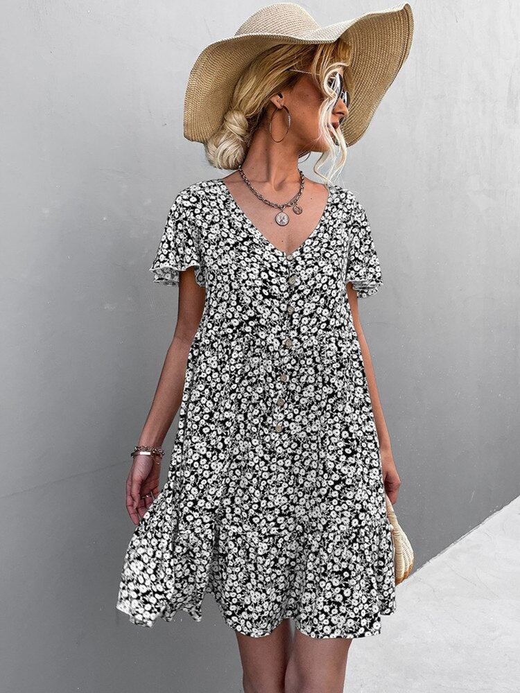 Hot Sale Spring Summer V Neck Dresses
