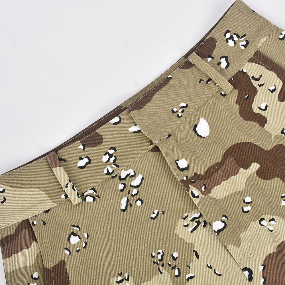 sixsr Womens Fashion Trendy Camouflage Mini Skirts for Women Korean Fashion Pockets Zipper Bottoms Harajuku Streetwear Y2k Vintage Clothes