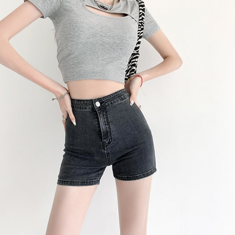Women Shorts Sexy Jeans Peach Summer New Mini Elegant Lady Skinny Denim Shorts Female Casual Cycling Short Harajuku