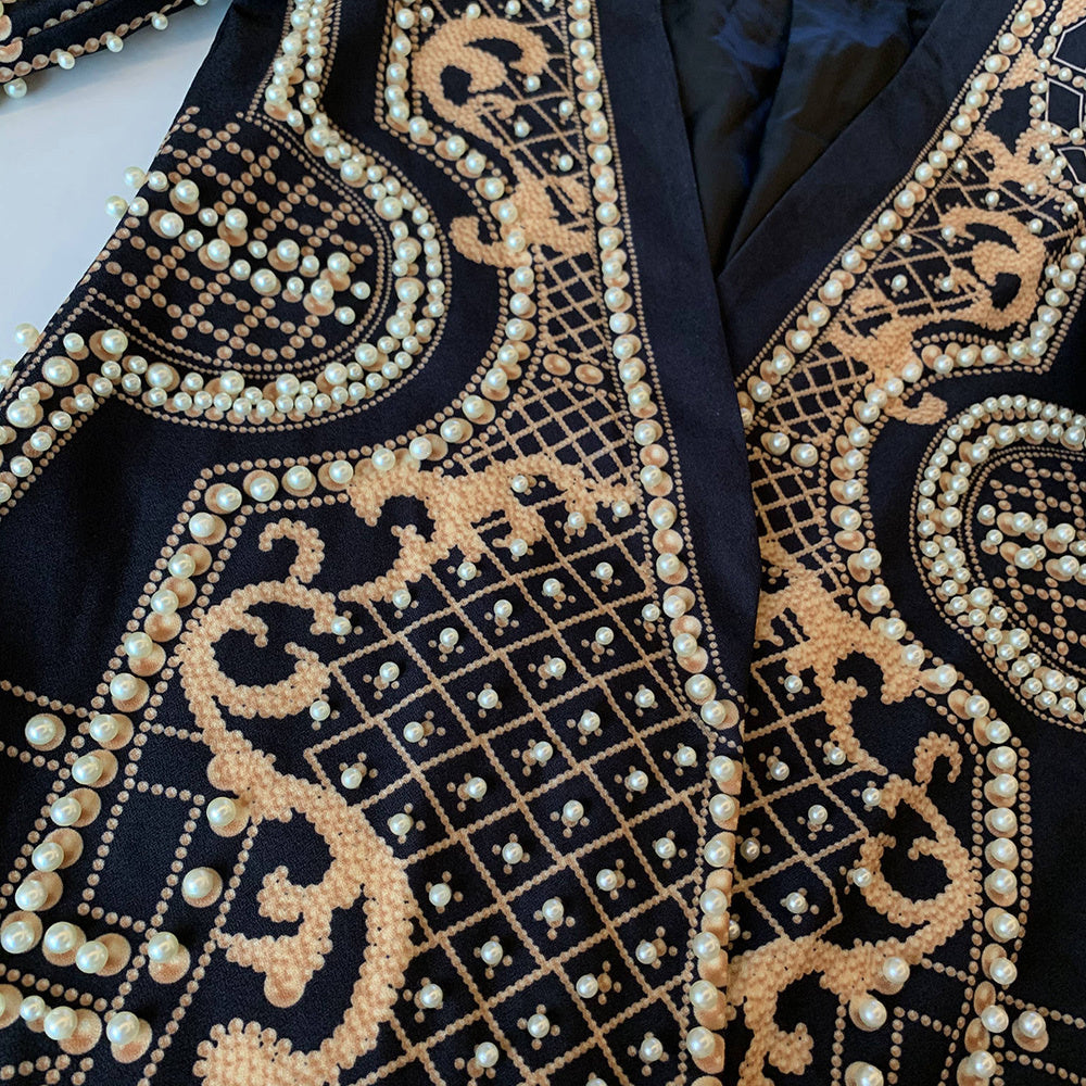 sixsr new Beaded Geometric Autumn Winter Long Sleeves V-Neck Vintage Ladies Outwear vintage fashion Overcoats