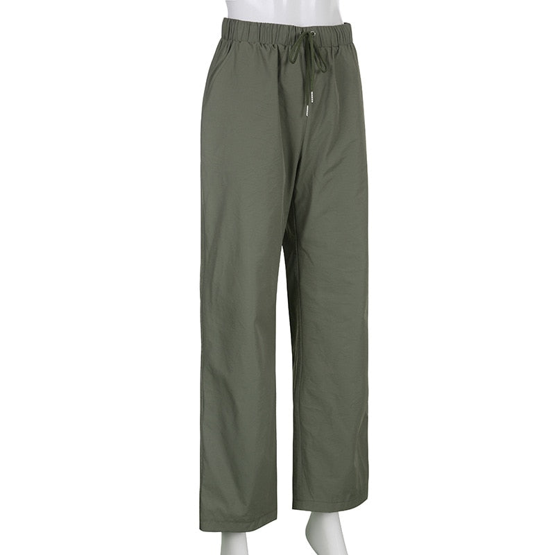 Joggers Baggy Wide Leg Sweatpants Sets Loose Drawstring Low Waist Streetwear Cargo Pants Turtleneck Top 2 Piece Set