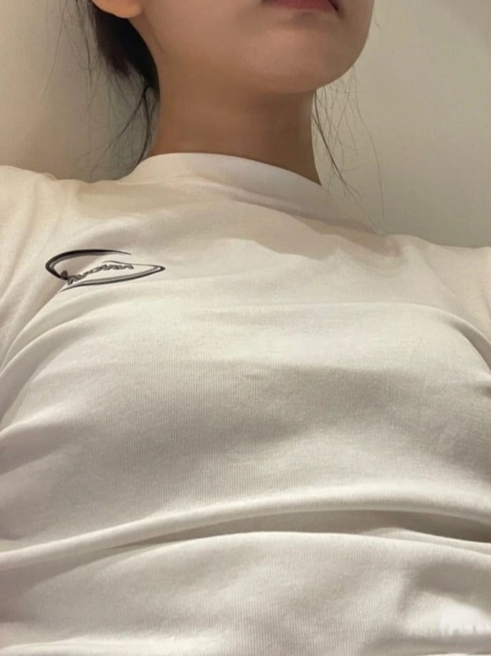 Fashion T-shirt O-neck Short Sleeve White Woman Tshirts Crop Tops Y2k Clothes Tunic Folds Summer Chic Tees Shirts for Women