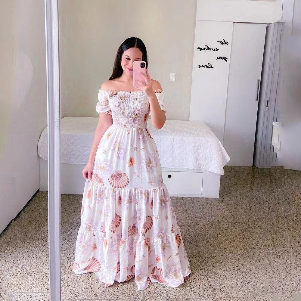 Women's Butterfly Summer Dress Tube Top Short Sleeve Ruffle Hem A Line Date Night Robes Vacation Bohemian Maxi Dresses XXXL