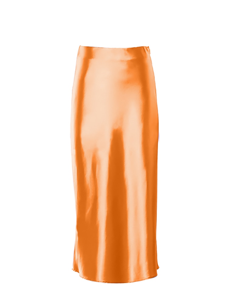 sixsr Solid Purple Satin Silk Skirt Women High Waisted Summer Long Skirt New Elegant Ladies Office Skirts Midi Spring