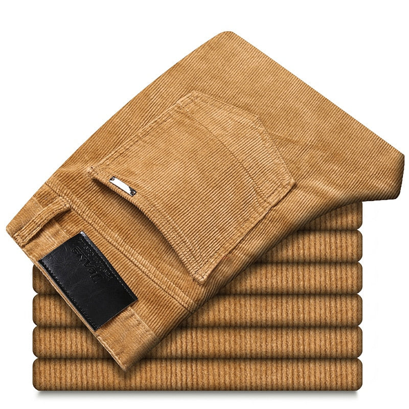 Sixsr 6 Color Men's Thick Corduroy Casual Pants 2024 Winter New Style Business Fashion Stretch Regular Fit Trousers Male Brand Clothes