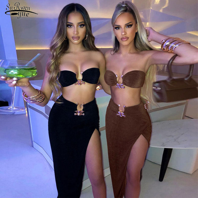 sixsr Summer Outfits  One Shoulder Hollow Out High Split Sexy Dress Elegant Summer Dress Women Party Club Dresses Female New Black Bodycon Dress