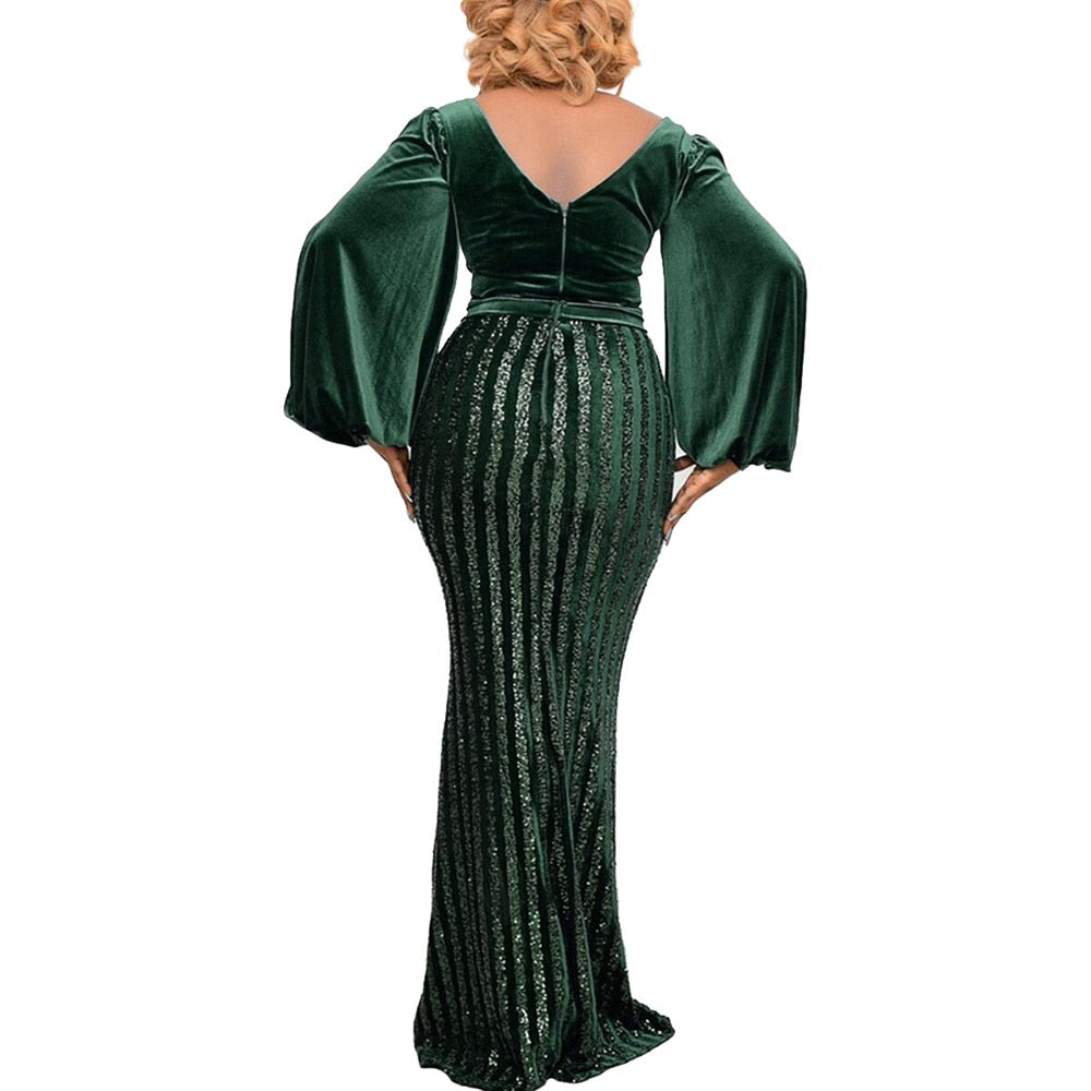 Sixsr Plus Size Clothing for Women Spring Autumn African Women Long Sleeve Polyester Long Dress Maxi Dress African Dresses for Women