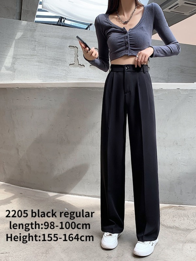 Sixsr Spring Outfits  Trends Casual High Waist Loose Wide Leg Pants for Women Spring Autumn New Female Floor-Length White Suits Pants Ladies Long Trousers