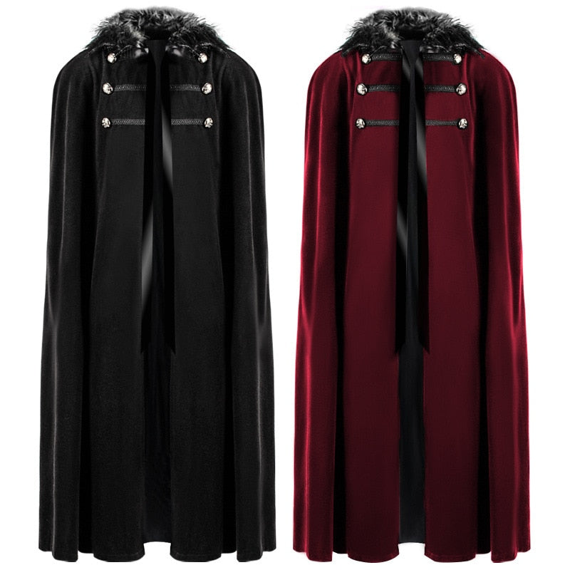 Sixsr Men Women Medieval Victorian Coat Cloak Viking Renaissan Fur Collar Pirate Cosplay Maxi Cape Halloween Gothic Steampunk Costume
