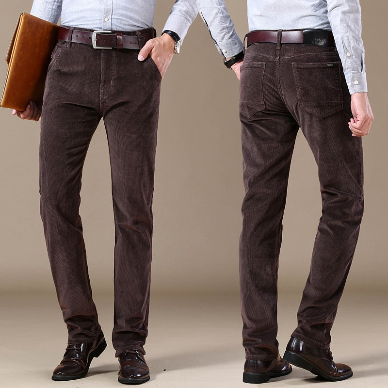 Sixsr 6 Color Men's Thick Corduroy Casual Pants 2024 Winter New Style Business Fashion Stretch Regular Fit Trousers Male Brand Clothes