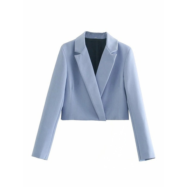 sixsr Stylish Elegant Skirt Suits Women  Fashion 2 Buttons Cropped Blazer Side Split Mini Skirts Suits Female Chic Sets