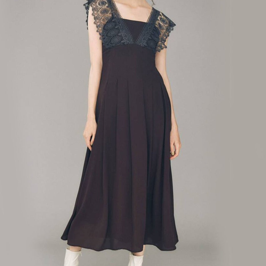 sixsr Hot Sales Lace Ruffle Long Dress Patchwork Elegant Vintage High Waist Sleeveless Lace Dot Dresses Woman Summer Sweet Dress New