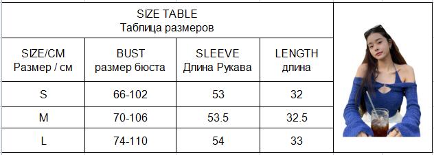 Sixsr Y2K Top Women Long Sleeve T-Shirts 2 Piece Tops Halter Tanks Backless Crop Top Off Shoulder Tees Sexy Christmas Clothes