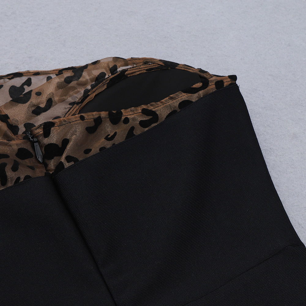 sixsr Sexy One-shoulder Leopard Print Women Dress Patchwork Mesh Backless Bandage Dress Women Summer Slim Party Clubwear