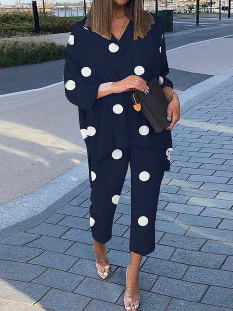 sixsr Summer Outfits Vintage Floral Print Casual Outfits Women Summer Long Sleeve Blouse And Pants Sets Cotton Linen Female Elegant Two Piece Suits