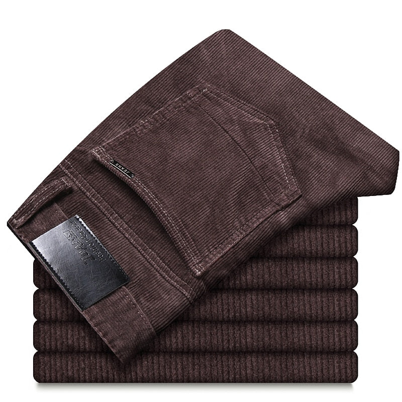 Sixsr 6 Color Men's Thick Corduroy Casual Pants 2024 Winter New Style Business Fashion Stretch Regular Fit Trousers Male Brand Clothes