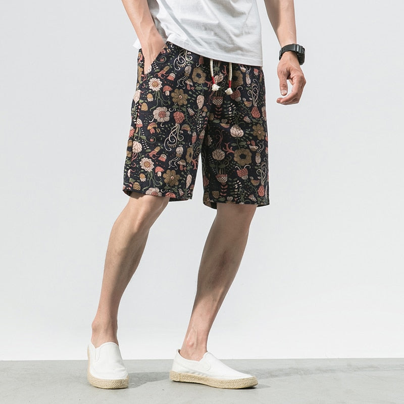 Sixsr new fashion printed men cotton shorts men's casual shorts drawstring waist bermuda shorts S-4XL drop shipping ABZ262