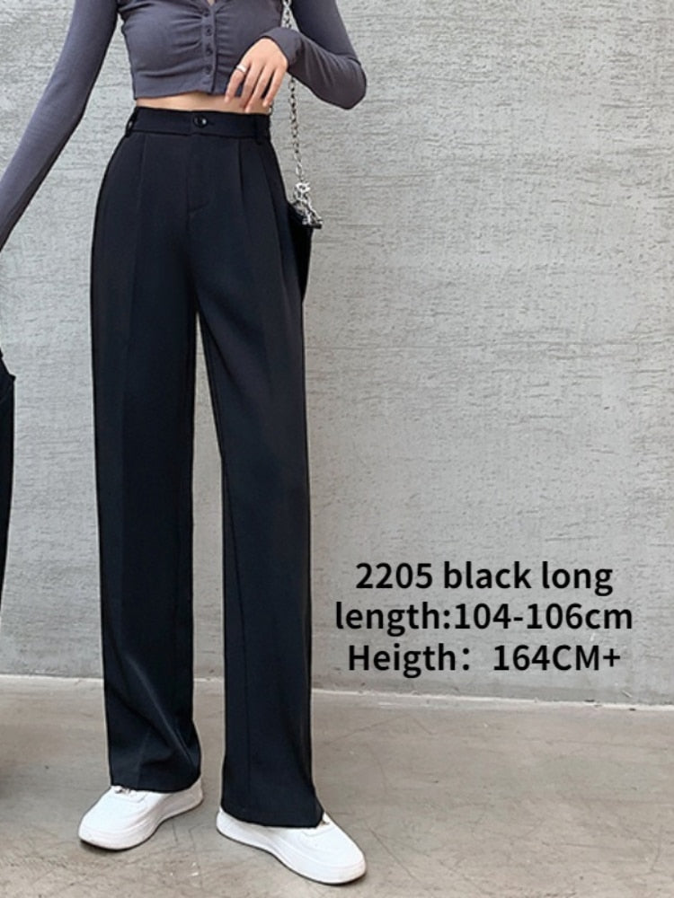 Sixsr Spring Outfits  Trends Casual High Waist Loose Wide Leg Pants for Women Spring Autumn New Female Floor-Length White Suits Pants Ladies Long Trousers