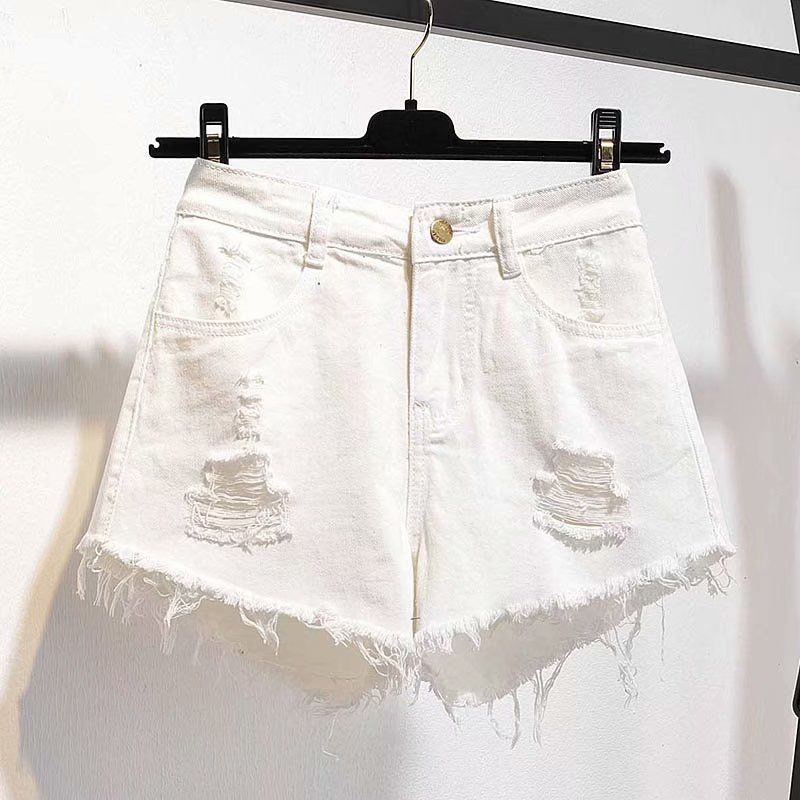 Casual High Waist Denim Shorts Women Summer Pocket Tassel Hole Ripped jeans Short Female Femme Short Pants Women