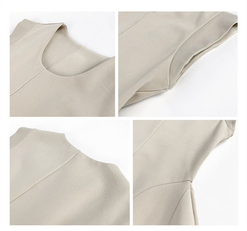 Sleeveless Summer Party Dress Women O-Neck High Waist Long Midi Dress Elegant A-Line Cotton Office Lady Hepburn Korean