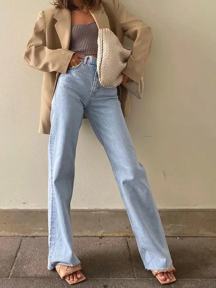 Sixsr Casual Fashion Straight Leg Women's Jeans Denim Bottom Harajuku Boyfriend Long High Waist Baggy Jeans Fall Pants