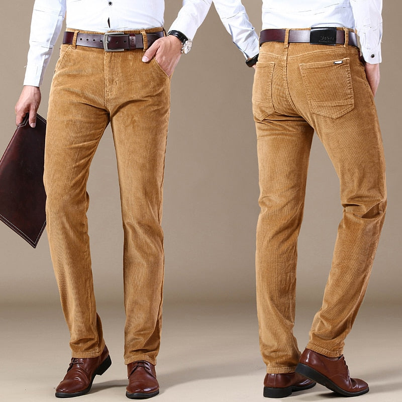 Sixsr 6 Color Men's Thick Corduroy Casual Pants 2024 Winter New Style Business Fashion Stretch Regular Fit Trousers Male Brand Clothes
