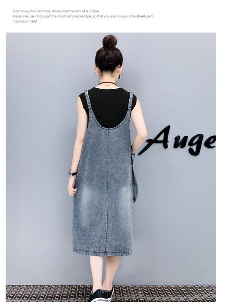Summer Adjustable Strap Denim Dress Sundress Women Sleeveless Long Bandage Dresses for Womens Korean Street Robe Femme