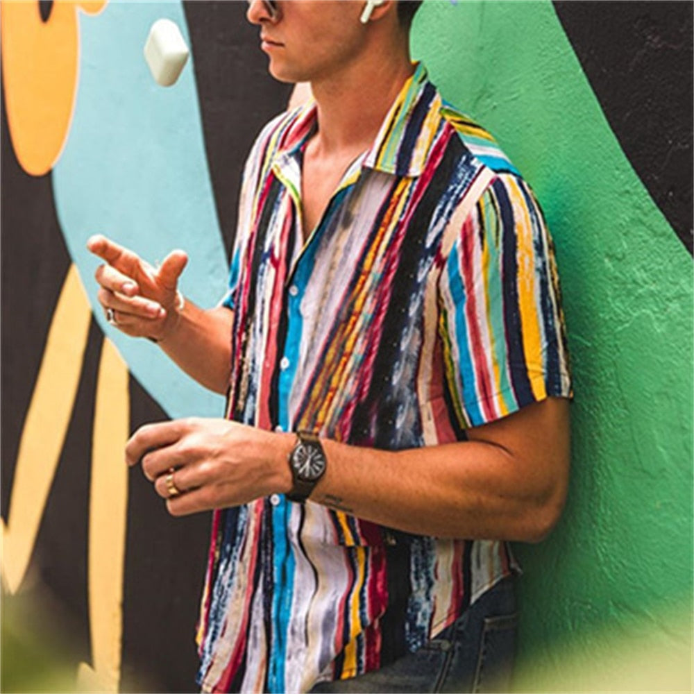 Sixsr New Luxury Social Shirts For Men Casual Floral Print Short-sleeved Tees Summer Loose Simple Tops Lapel Shirt Men's Clothing 2024