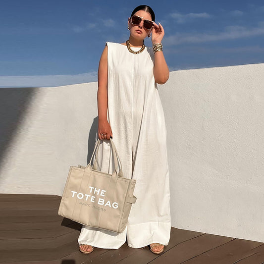 Solid Color Sleeveless Wide Leg Fitness Summer Fashion Female Loose White Black Casual Cool Jumpsuits for Women