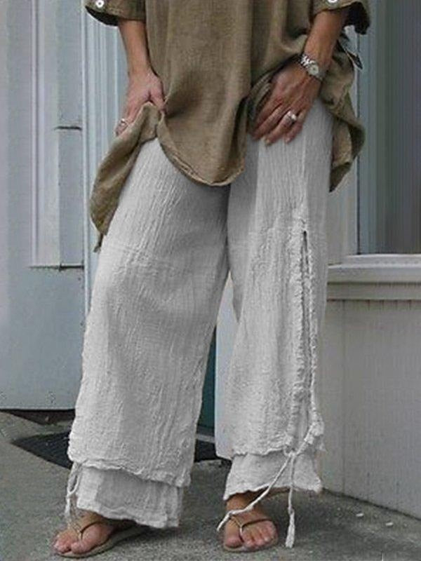 Linen Casual Solid Pants