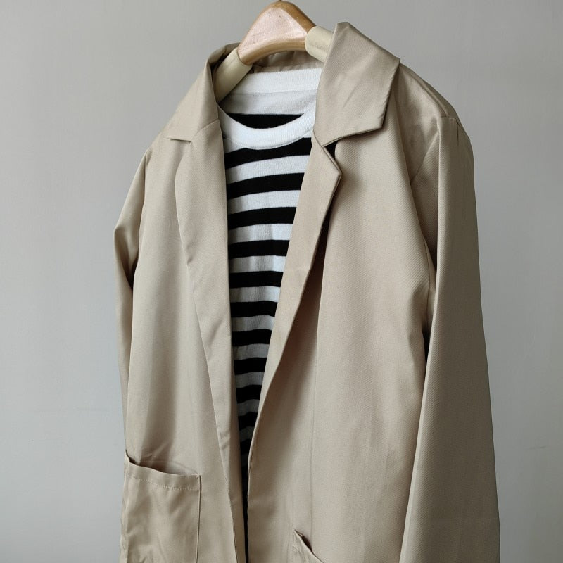 Fashion Korean Casual Women's Blazer Spring Autumn Long Blazer Women Suit Outwear Slim Coats Office Ladies Blazer Work Jacket