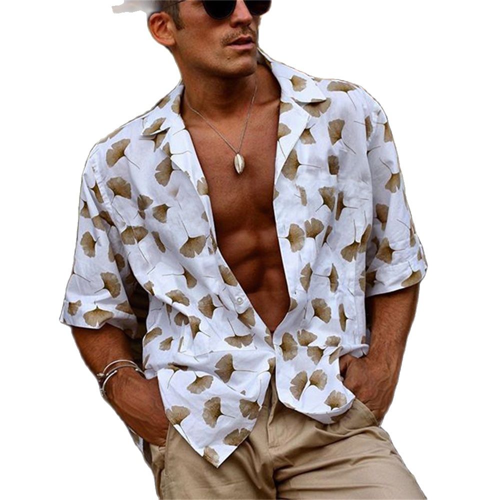 Sixsr New Luxury Social Shirts For Men Casual Floral Print Short-sleeved Tees Summer Loose Simple Tops Lapel Shirt Men's Clothing 2024