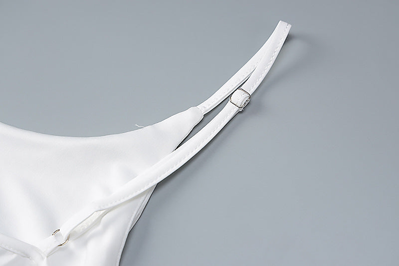 Sixsr Summer Dresses For Women White Bodycon Slip Maxi Dress for Women's Summer Sexy Party Evening Elegant Backless Birthday Straps Wrap Long Dresses Woman