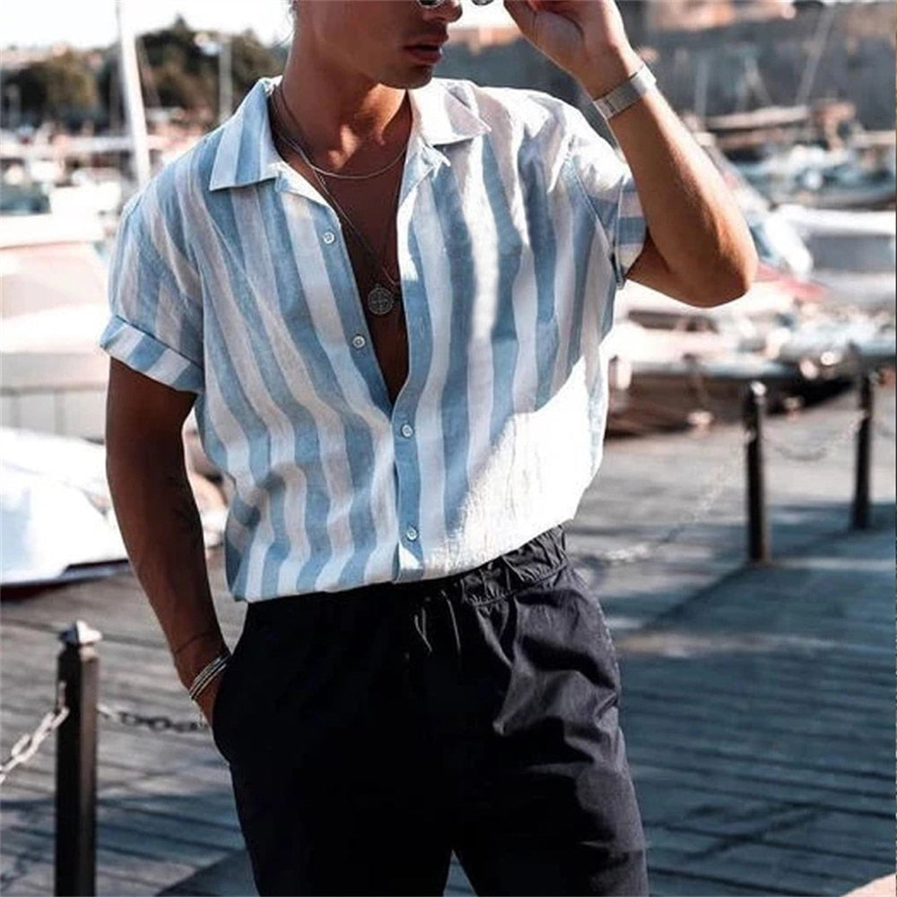 Sixsr New Luxury Social Shirts For Men Casual Floral Print Short-sleeved Tees Summer Loose Simple Tops Lapel Shirt Men's Clothing 2024