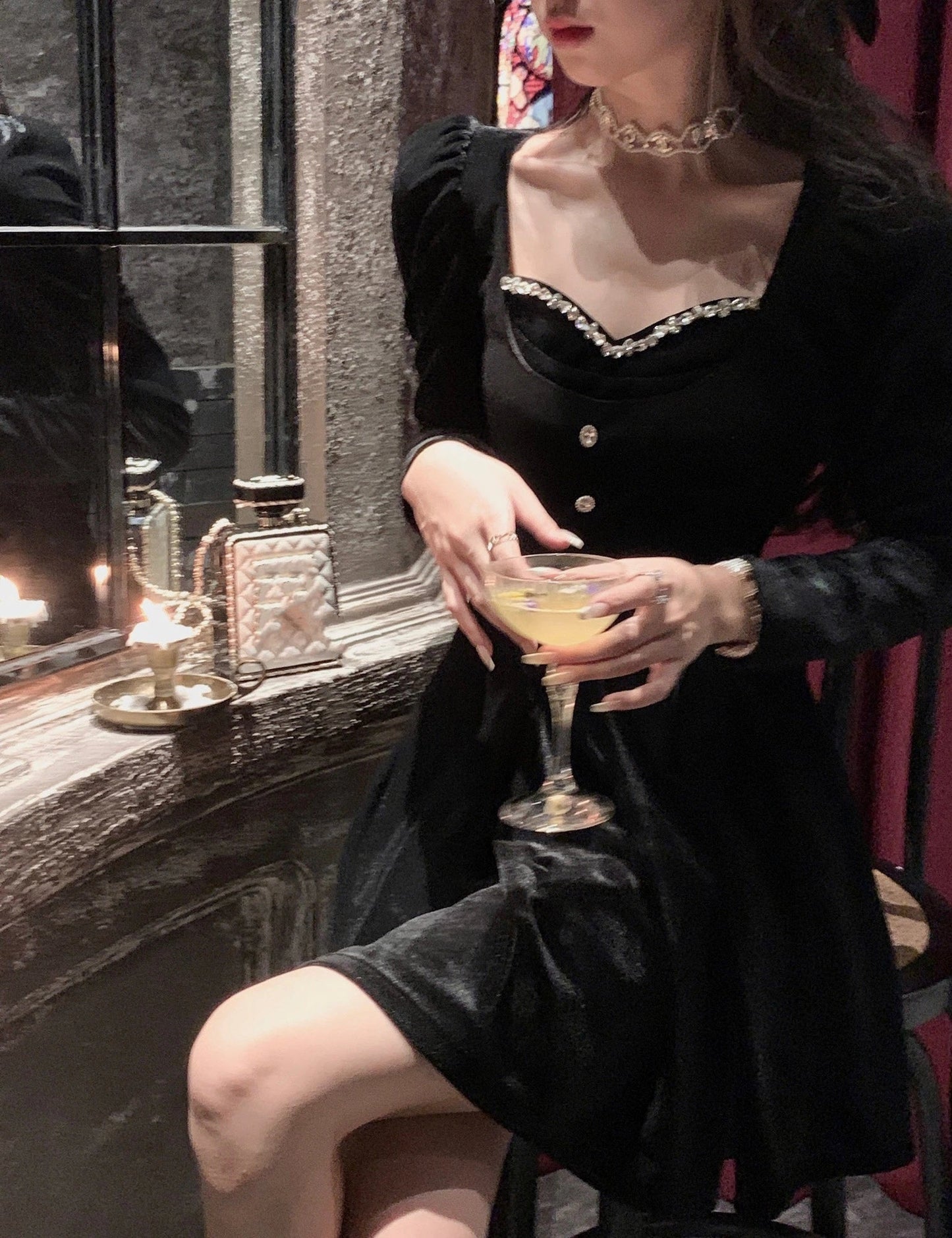 Summer New Elegant Spaghetti Strap Velvet Vintage Black Dress Women Sexy Prom Evening Party Fashion Clothing